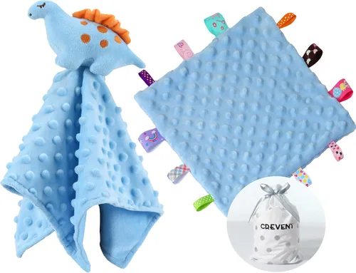 Vista 29 de CREVENT Mantas de bebé suaves y acogedoras para niños y niñas + manta de seguridad, juego con una bolsa de regalo esenciales para recién nacidos Gris