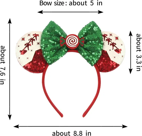 Vista 16 de Diadema de Navidad, orejas de ratón, decoraciones navideñas, sombreros de Navidad