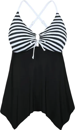 Vista 16 de Firpearl Trajes de baño tankini para mujeres, modestos y fluidos, espalda cruzada, talla plus, top de traje de baño Azul aguamarina