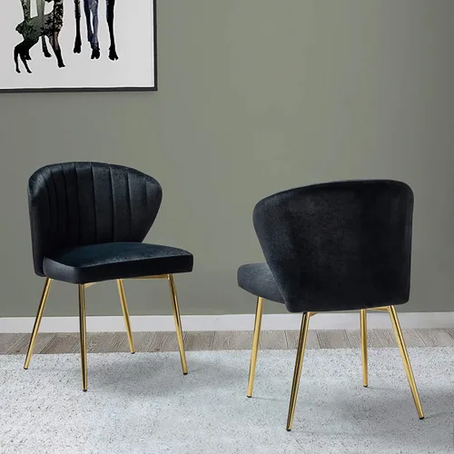 Vista 21 de TINA'S HOME Juego de 2 sillas decorativas, sillas laterales de terciopelo glamoroso con patas doradas, sillas de comedor tapizadas de mediados