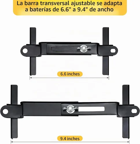 Vista 2 de Kit de Retención de Batería de Coche, Barra Transversal de Batería de Coche de Alta Resistencia con Abrazaderas de Servicio Pesado, Soporte