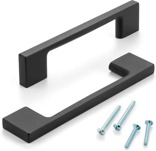 Vista 2 de Paquete de 10 tiradores para gabinete de 3-3/4 pulgadas (96mm) de color negro mate, manijas de gabinete negro para cocina, accesorios de cocina
