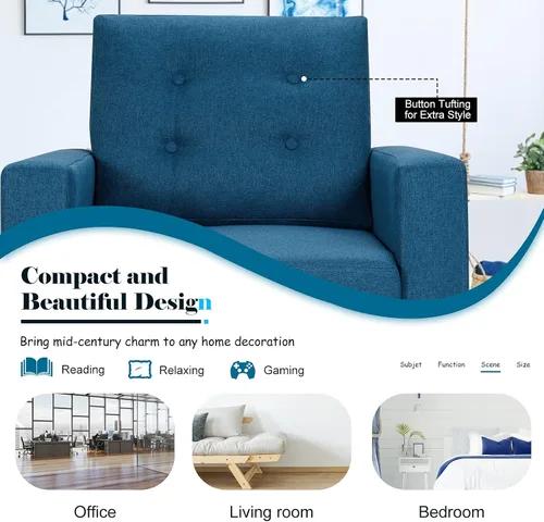 Vista 6 de Giantex Silla decorativa moderna, silla tapizada para sala de estar, sofá individual con botones, para leer en el dormitorio, habitación