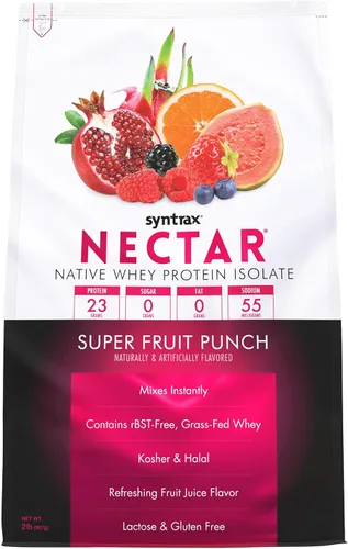 Vista 11 de Syntrax Nutrition Nectar, polvo aislado de proteína de suero 100%, sabor refrescante de frutas, enfriador caribeño, 2 libras