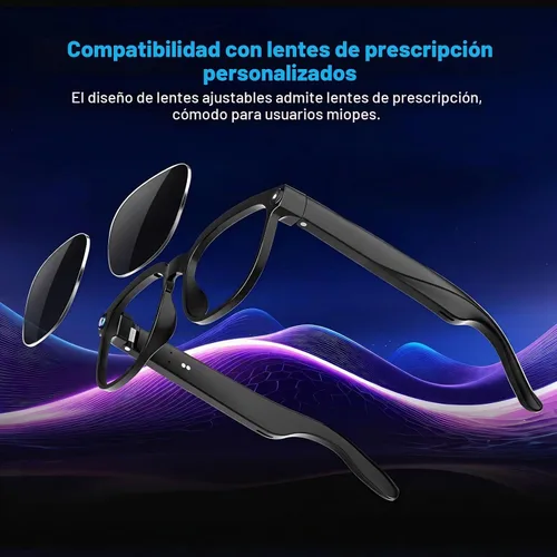 Vista 6 de Gafas inteligentes AI con cámara, video 4K, traducción en tiempo real Lentes negras