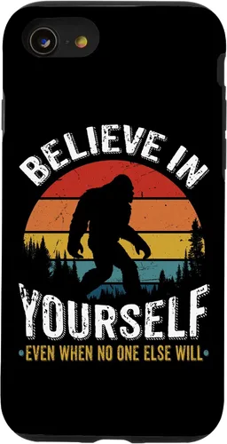 Vista 18 de Funda inspiradora para iPhone 16 Believe in Yourself Retro Bigfoot Sasquatch