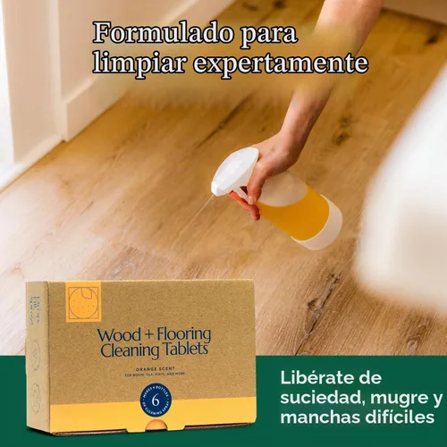 Vista 3 de CLEANOMIC Tabletas de limpieza de madera y suelos (paquete de 6) - Tabletas limpiadoras multiusos multisuperficie para el hogar (aroma naranja)