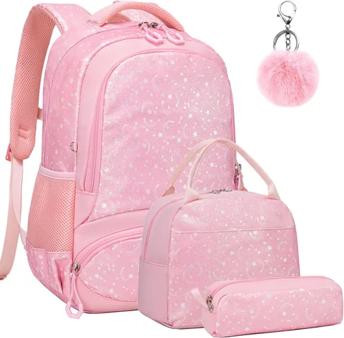 Vista 72 de Juego de mochila para niñas y adolescentes, mochila escolar para niños con bolsa para el almuerzo, estuche para lápices, mochilas escolares