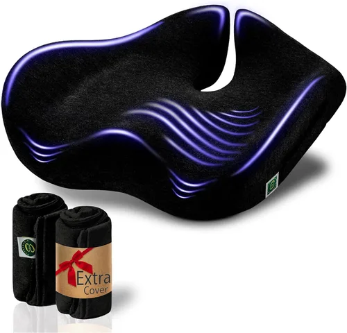 Vista 12 de SitCushion Cojín ergonómico de asiento para aliviar el dolor de ciática y coxis – Cojín extragrande de espuma viscoelástica para silla de oficina