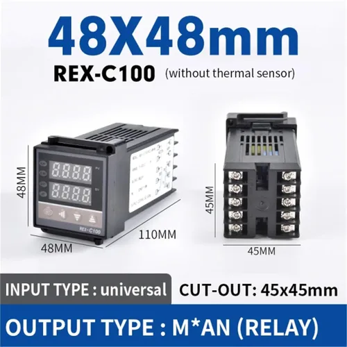 Vista 2 de REX-C100 110V a 240V 0 a 1300 grados Digital PID Controlador de temperatura Kits con sensor de sonda tipo K (salida de relé)