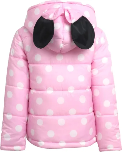 Vista 5 de Disney Traje de nieve de Minnie Mouse para niña, chaqueta de esquí de 2 piezas con orejas 3D y pantalones de esquí con peto de nieve, overol niños