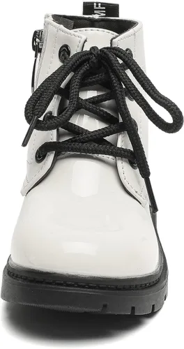 Vista 5 de Komfyea Botas de cuero de otoño con cremallera de combate con cordones (niños pequeños) Botas de tobillo de invierno para niños