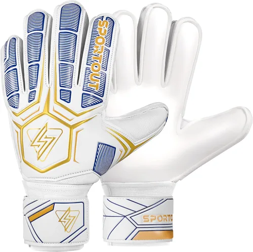 Vista 14 de Guantes de portero Sportout, guantes de portero con protección para los dedos, guantes de portero de fútbol transpirables, látex de 4 mm