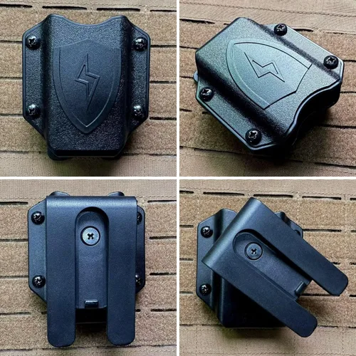 Vista 3 de Funda multiherramienta para la onda de cuero, funda para múltiples herramientas, funda para cinturón con clip compatible con MOLLE (negro)