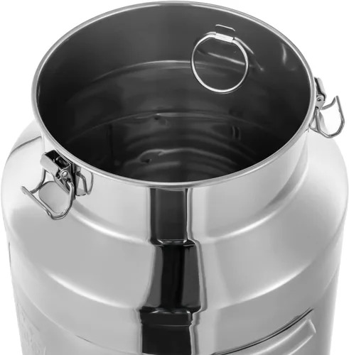 Vista 4 de Lata de leche de acero inoxidable 304 con espita – Cubo dispensador de bebidas de agua de 35 litros para leche, vino, aceite