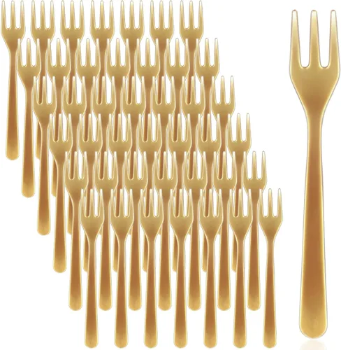 Vista 11 de Skylety 500 mini tenedores de plástico de 3.7 x 0.6 pulgadas, pequeños y pequeños, desechables, tenedores de degustación, utensilios para postres