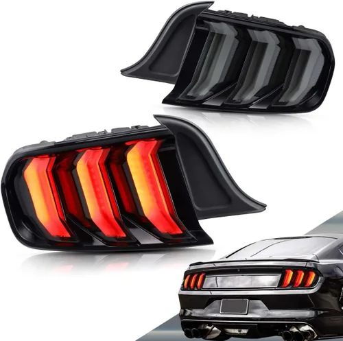 Vista 12 de Luces traseras LED VLAND Compatibles con Ford Mustang 2015-2020 con secuenciales (5 modos - lente roja)