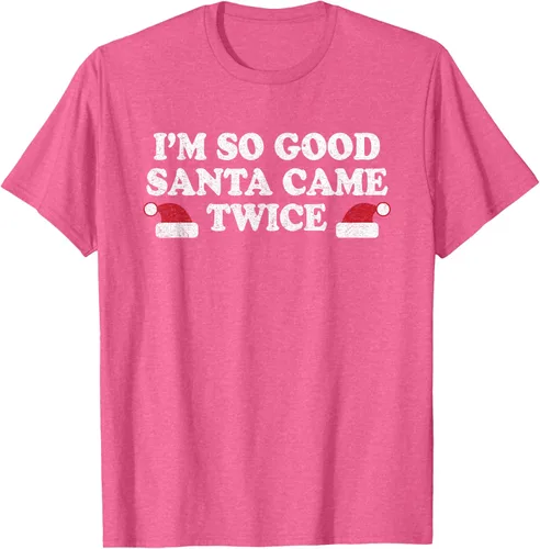 Vista 35 de Camiseta de Navidad con texto en inglés "I'm so good Santa came tware" Negro
