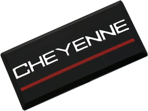 Vista 3 de SSDD 2 emblemas de cabina Cheyenne de repuesto para pilar de techo lateral Chevrolet 88-94 placa de identificación 3D (cromo/rojo)