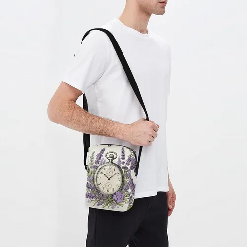 Vista 7 de Merry Christmas Vintage Pocket Watch Lavender small messenger bag for men shoulder bag crossbody Woman Cross Body Purse Shoulder Handbags Adjustable