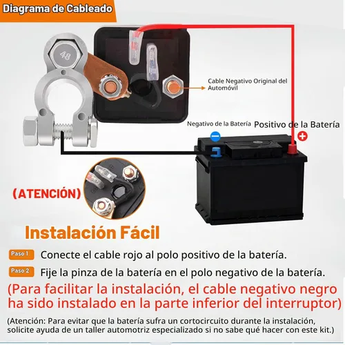 Vista 4 de Interruptor de Desconexión Remota de Batería de 12V, Interruptor de Corte de Batería para Automóvil, Control Remoto Mejorado de 200A, Interruptor