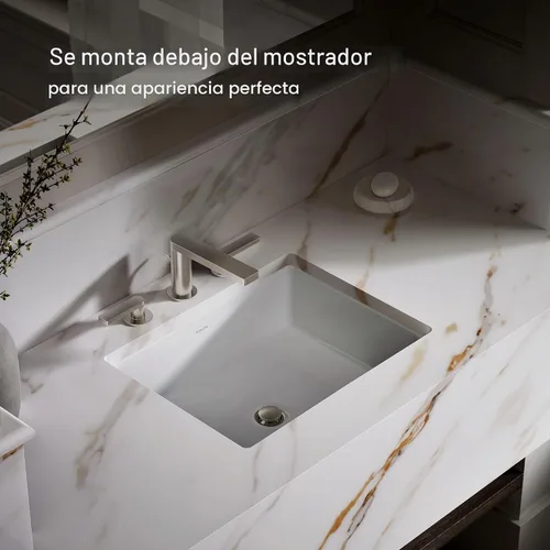 Vista 5 de KOHLER 2882-0 Verticyl Lavabo de baño rectangular de montaje inferior, 19 3/4", Blanco