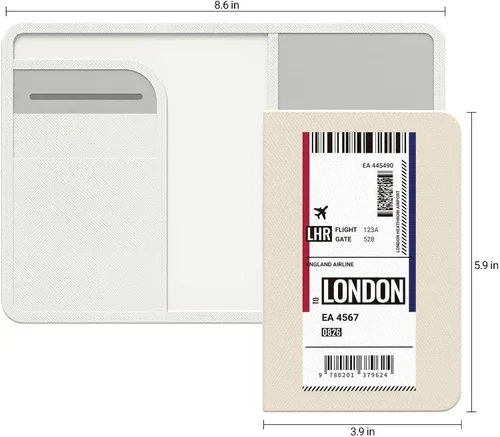 Vista 5 de JUST4YOU Funda para pasaporte y tarjeta de vacunación con bloqueo RFID para pasaporte de viaje, Londres, Moderno