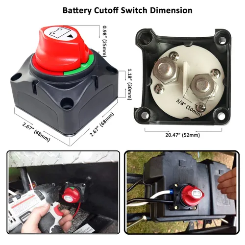 Vista 5 de Interruptor maestro de desconexión de batería, 12 V-48 V, impermeable, interruptor de apagado de encendido y apagado, 275 amperios de alta corriente