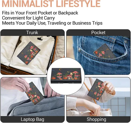 Vista 93 de BONSYL® Soporte para tarjetas de crédito, cartera delgada de metal con bloqueo RFID, con 6 ranuras para tarjetas, para mujeres y hombres.