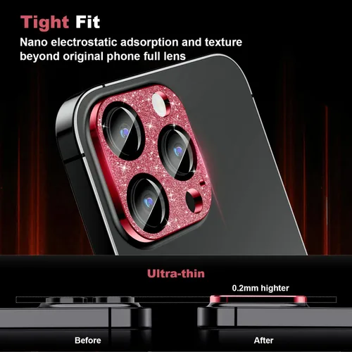 Vista 7 de Protector de lente de cámara para iPhone 15 Pro/iPhone 15 Pro Max, [protección contra caídas y cobertura completa] Protector de pantalla de vidrio
