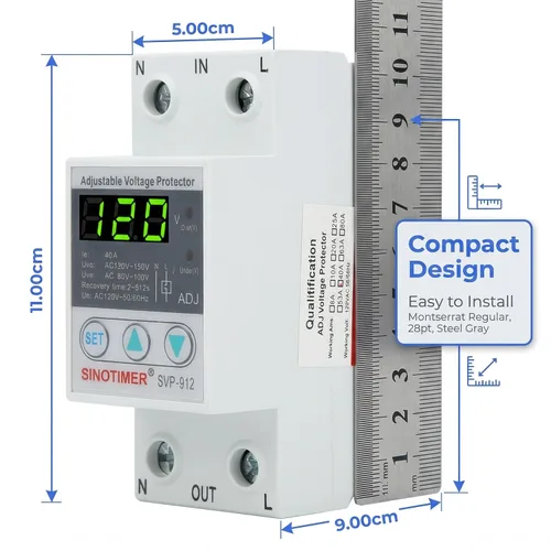 Vista 7 de Interruptor inteligente, protector de corte de bajo voltaje ajustable de 120 V CA, protector de voltaje sobre y debajo del voltaje, estabilizador