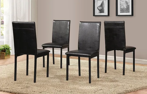 Vista 5 de Roundhill Furniture Noyes - Silla de comedor de piel sintética con marco de metal, juego de 4, color negro