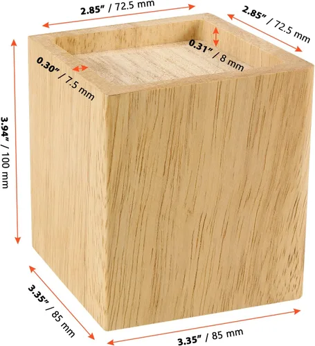 Vista 2 de SINJEUN Paquete de 4 elevadores de madera maciza de 4 pulgadas, elevadores de muebles de madera cuadrada natural, extensores de madera para mesa