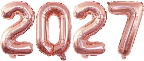 Vista 14 de GOER Globos de papel de aluminio 2026 para fiesta de Año Nuevo, suministros de fiesta, decoraciones de graduación (negro, 16 pulgadas)