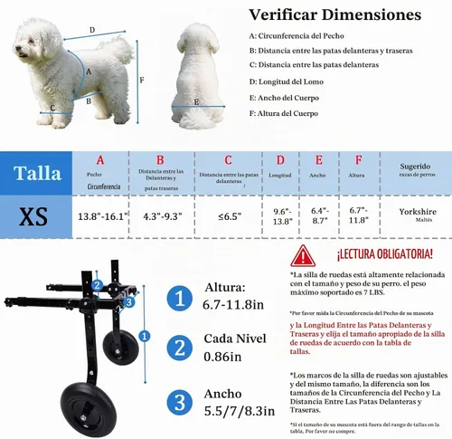 Vista 3 de Silla de ruedas para perros para patas traseras, silla de ruedas ajustable para perros pequeños con marco de 0.069 pulgadas de grosor, carrito