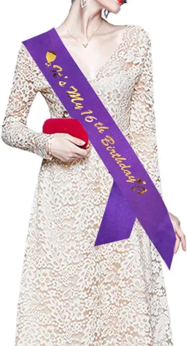 Vista 5 de Coronas de cumpleaños para mujer It's My 5th Sash and Tiara Corona de cumpleaños para mujeres, decoraciones de fiesta