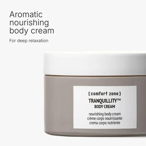 Vista 3 de [Comfort Zone ] Tranquillity Crema corporal aromática, nutritiva, cálida y amaderada con ligeras notas de vainilla y cítricos, 6.27 onzas.