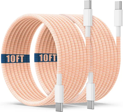 Vista 12 de Cable de carga USB C a C de 10 pies, 60W, tipo C a C, cable de carga rápido largo para Apple iPhone 17 Pro Max/17 Air/16 Pro Max/15 Plus, MacBook