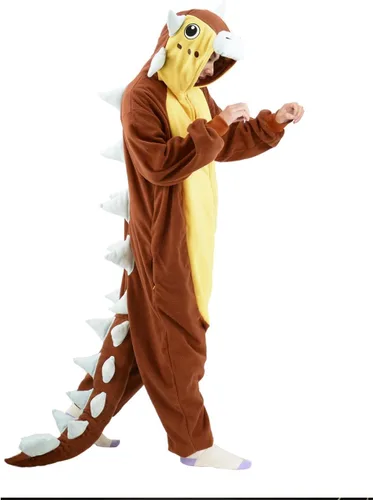Vista 3 de Adult Ankylosaurus Onesie Pajamas Dinosaur Animal Cosplay Cartoon Costume Christmas Halloween Jumpsuit for Women Men