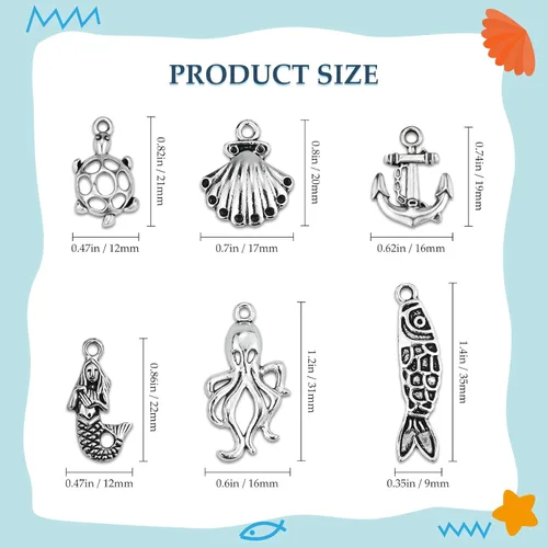 Vista 2 de JIALEEY Venta al por mayor 100 piezas mezcla de plata antigua encanto colgante colección DIY suministro de joyería para collar pulsera colgante