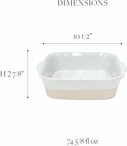Vista 2 de Casafina Panadero cuadrado de cerámica de 9.5 pulgadas, colección Fattoria, blanco, apto para horno y lavavajillas, glaseado seguro para alimentos