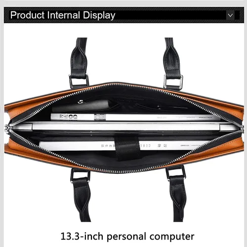 Vista 5 de FSDWG Bolsa de negocios de cuero para portátil de hombro