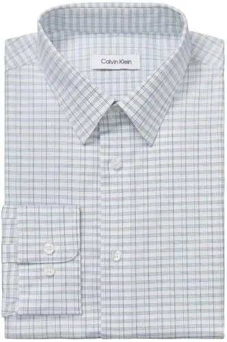 Vista 3 de Calvin Klein Camisa de vestir para hombre, no plancha, elástica, ajustada, a cuadros Acua Multi