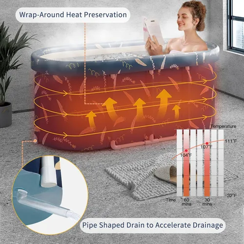 Vista 5 de Bañera portátil, bañera plegable independiente, bañera japonesa de remojo, bañera para cabina de ducha, bañera de hidromasaje plegable para baño