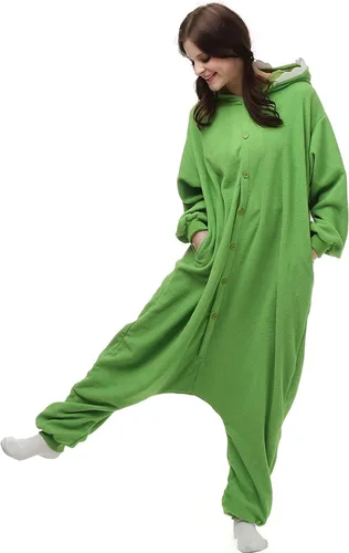 Vista 3 de Mike Wazowski - Disfraz de mameluco para mujeres y hombres adultos, unisex, para Halloween, fiesta, Navidad, pijamas de animales