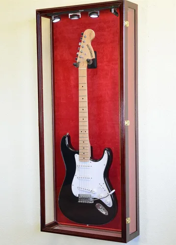 Vista 2 de sfDisplay,LLC. Vitrina de guitarra de visión clara Soporte acústico para gabinete eléctrico (acabado negro, fondo negro)