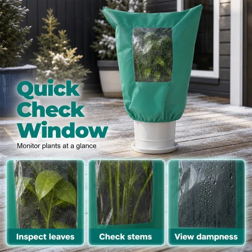 Vista 4 de Cubiertas de protección contra heladas para plantas con ventana de visión Verde-23.6"W x 31.5"H