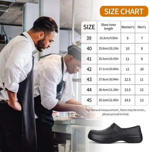 Vista 2 de Zapatos unisex antideslizantes para servicio de alimentos, impermeables, resistentes al aceite, zuecos de trabajo de cocina, cómodos zapatos