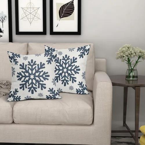 Vista 81 de Fundas de almohada decorativas de Navidad negras 40x40 cm con copos de nieve blancos de Navidad, juego de 2, temática rústica de invierno