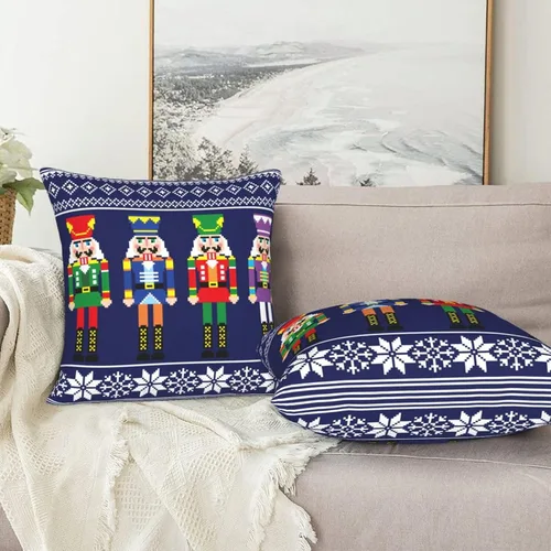Vista 8 de Fiokroo Cascanueces - Juego de 2 fundas de almohada cuadradas para sofá, dormitorio, sala de estar, automóvil